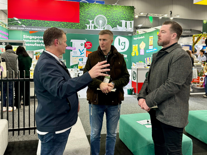 Alistair Jarvis of Profitability Partners talking with Liam Ganley and Finn Brennan of Ganley Group